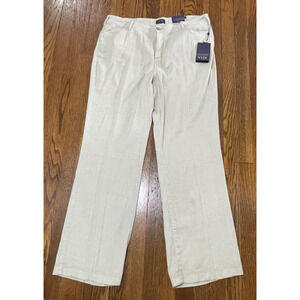 NYDJ The Trouser Straw Linen Blend Pants Size 18 Lift Tuck Workwear Classic NWT